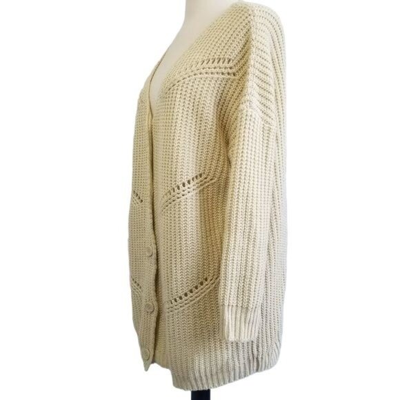 TOBI Spring Equinox Cream Button Front Cardigan Sweater Womens Size S - Picture 7 of 12
